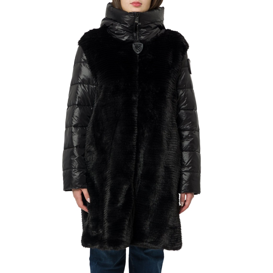 Giubbotto corto in nylon e pelliccia eco Aspen Blauer 