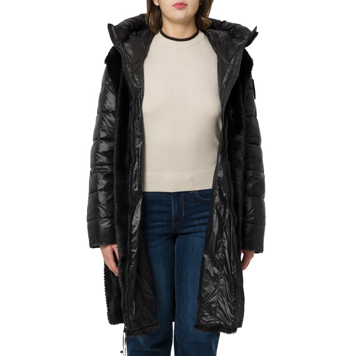 Giubbotto corto in nylon e pelliccia eco Aspen Blauer 