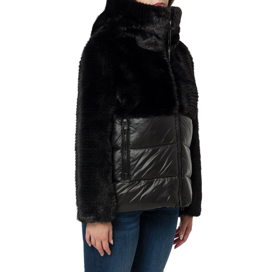 Giubbotto corto in nylon e pelliccia eco Aspen Blauer 