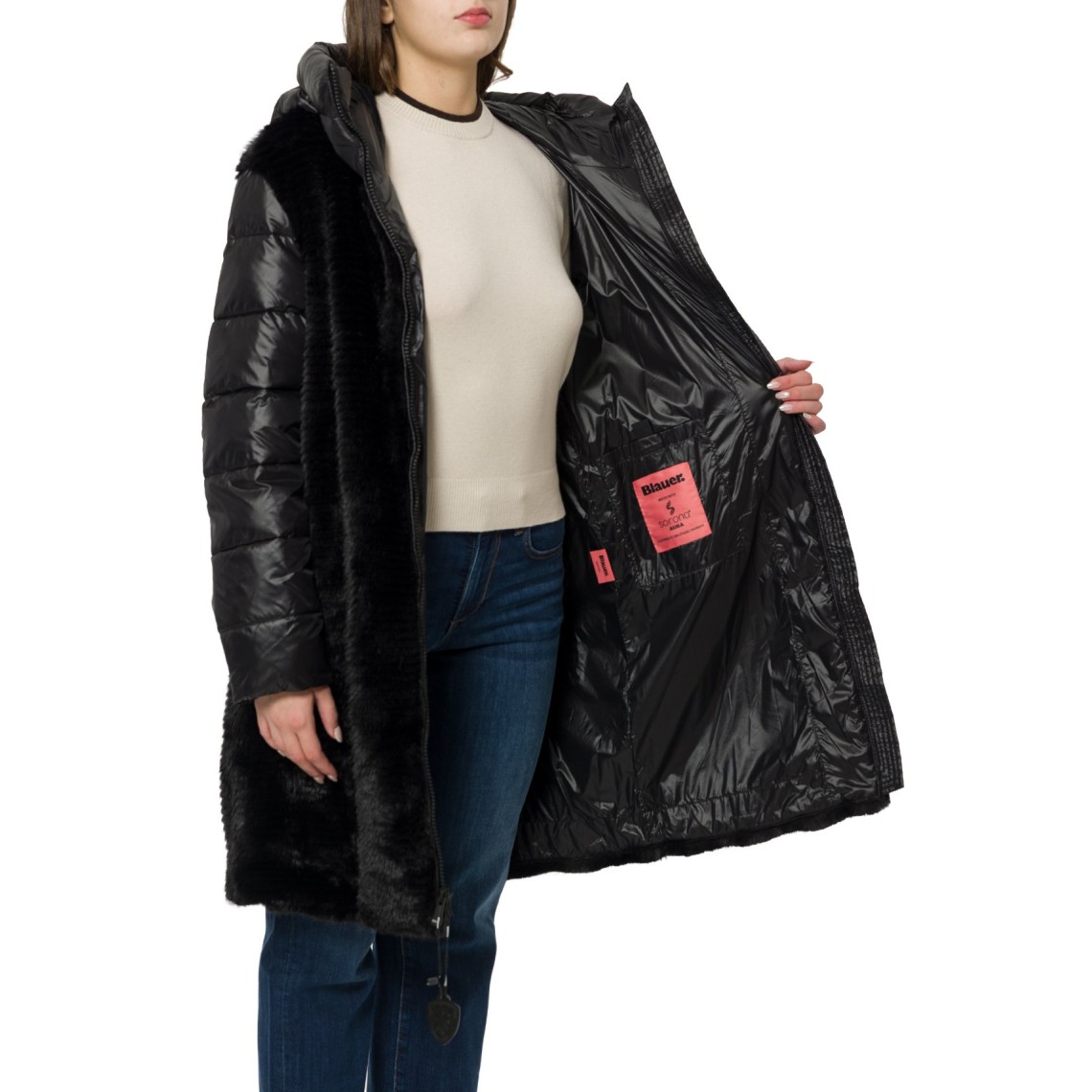 Giubbotto corto in nylon e pelliccia eco Aspen Blauer 