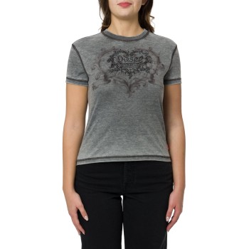 T-shirt in jersey con strass ed effetto burnout Diesel