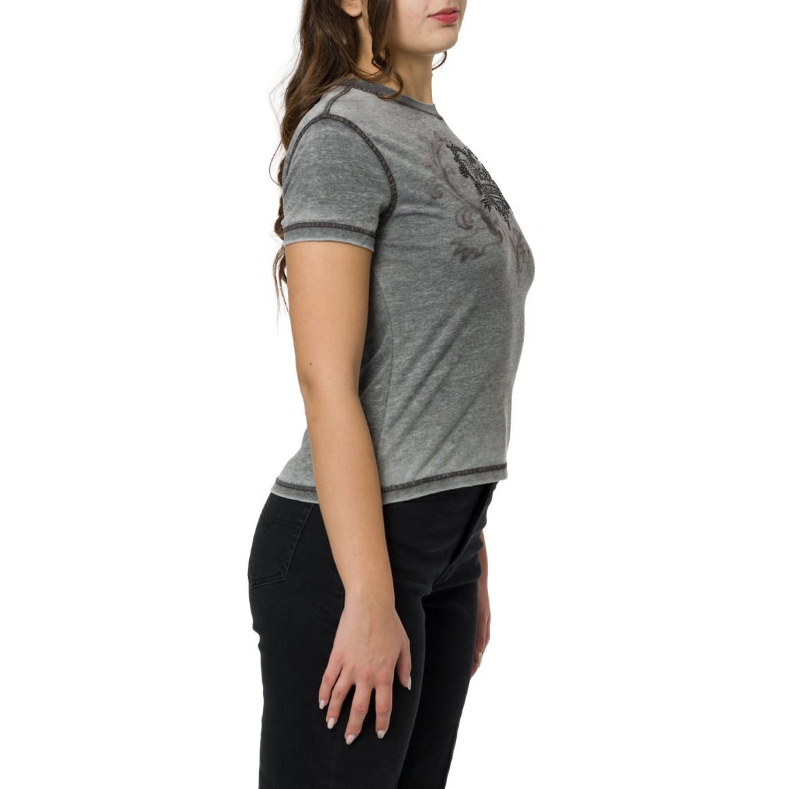 T-shirt in jersey con strass ed effetto burnout Diesel