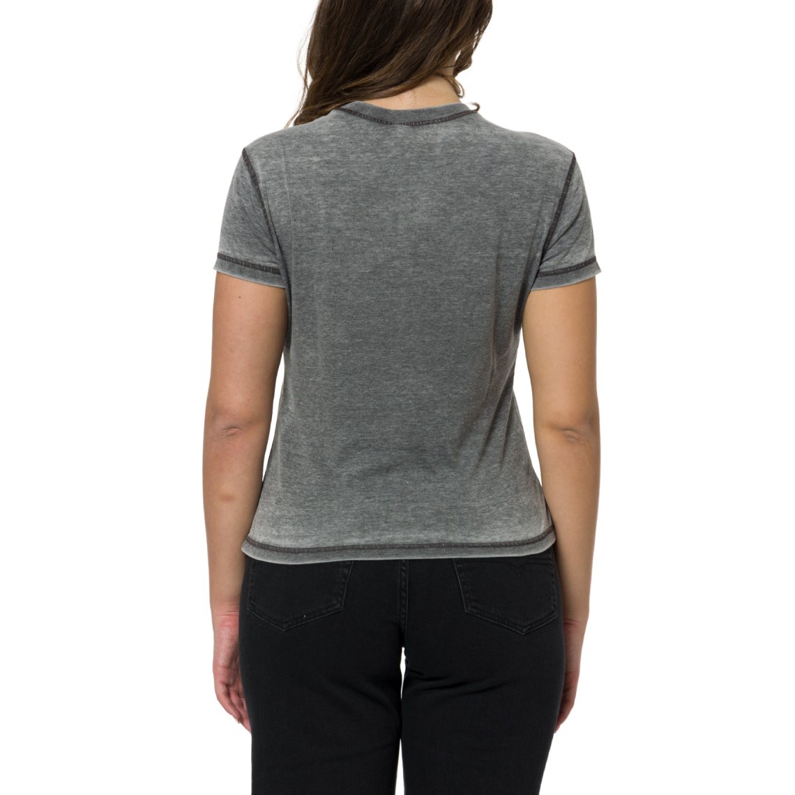 T-shirt in jersey con strass ed effetto burnout Diesel