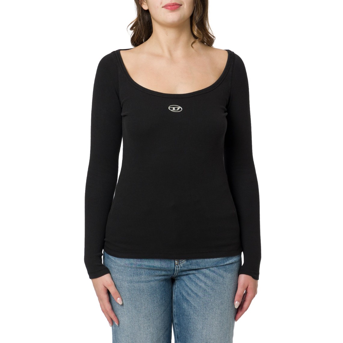 Maglia a costine con Oval D metallico Diesel
