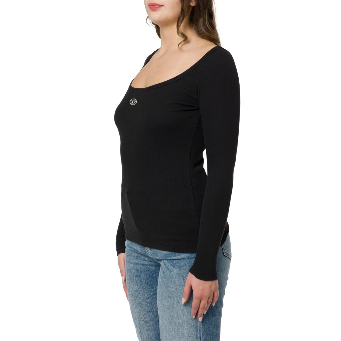 Maglia a costine con Oval D metallico Diesel