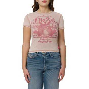 T-shirt in jersey con lavaggio burnout e borchie Diesel