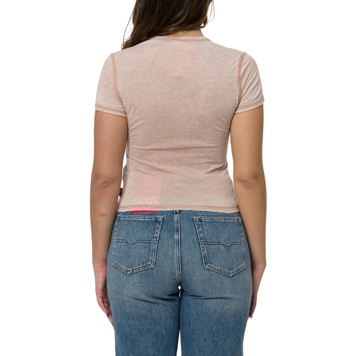 T-shirt in jersey con lavaggio burnout e borchie Diesel