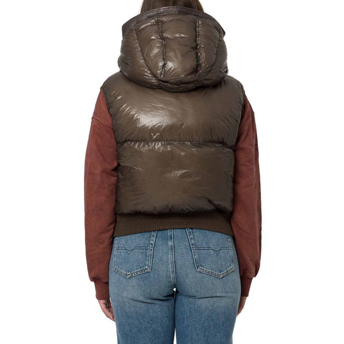 Gilet imbottito in ripstop con cappuccio staccabile Diesel