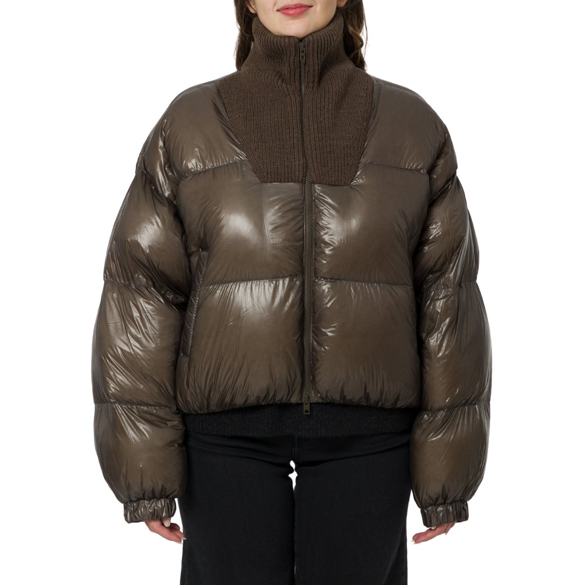 Piumino down in ripstop con collo a maglia Diesel