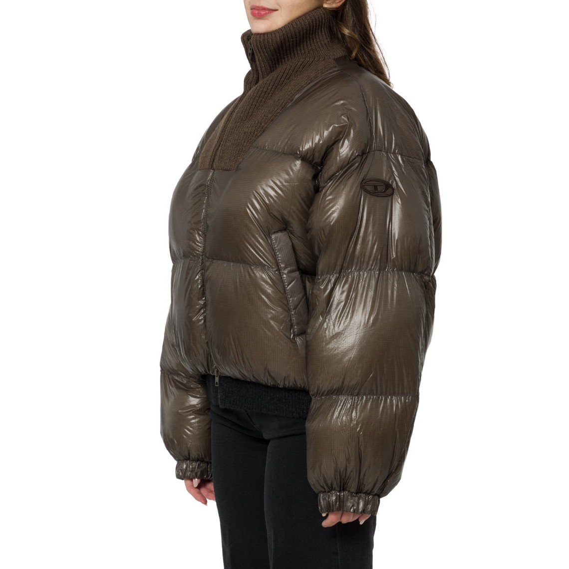 Piumino down in ripstop con collo a maglia Diesel