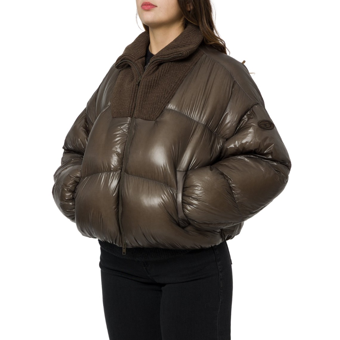 Piumino down in ripstop con collo a maglia Diesel