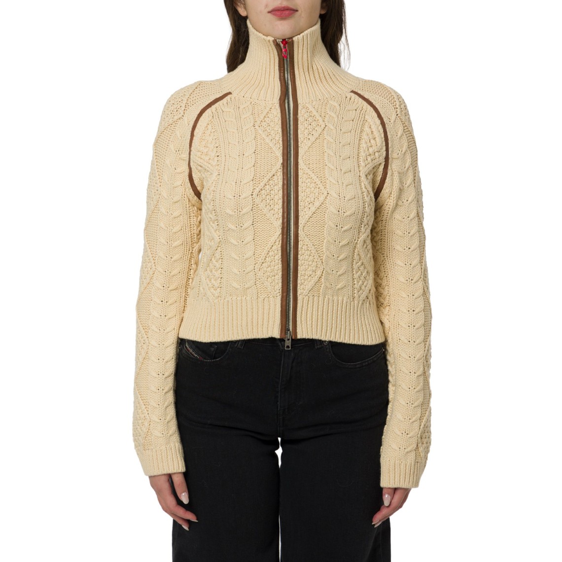 Cardigan a trecce con bande a contrasto M-Intelle Diesel