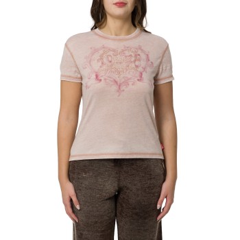 T-shirt in jersey con strass ed effetto burnout Diesel