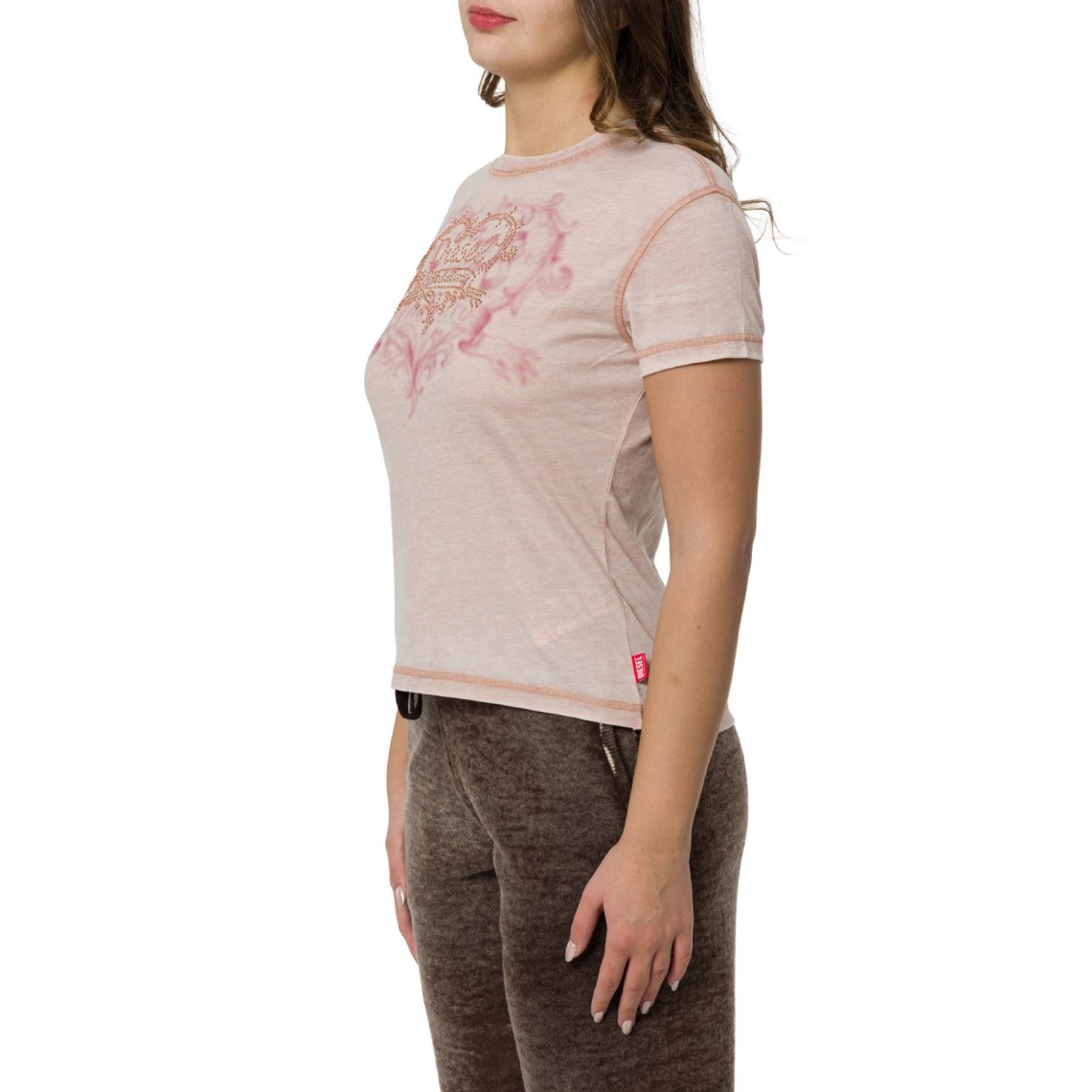 T-shirt in jersey con strass ed effetto burnout Diesel