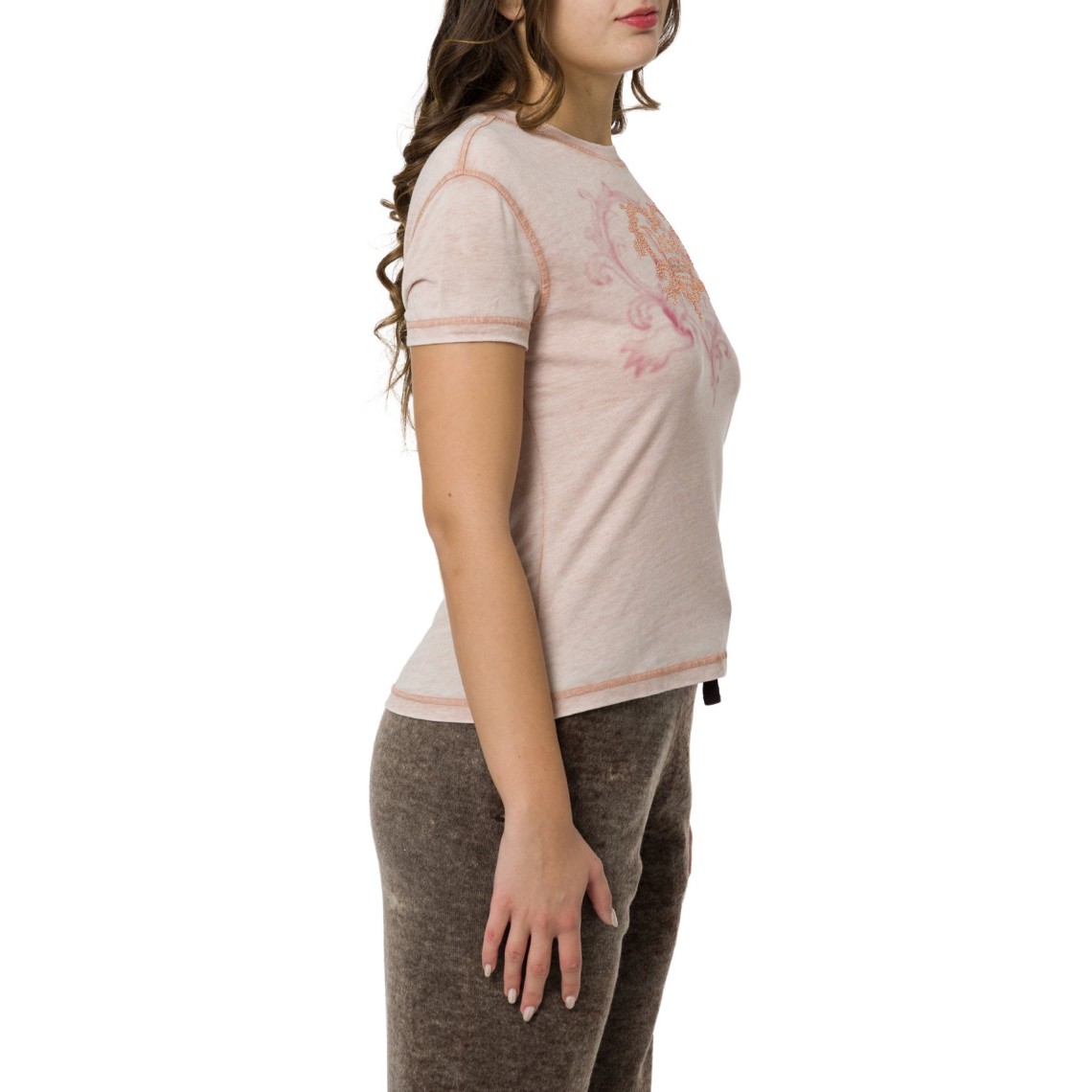T-shirt in jersey con strass ed effetto burnout Diesel