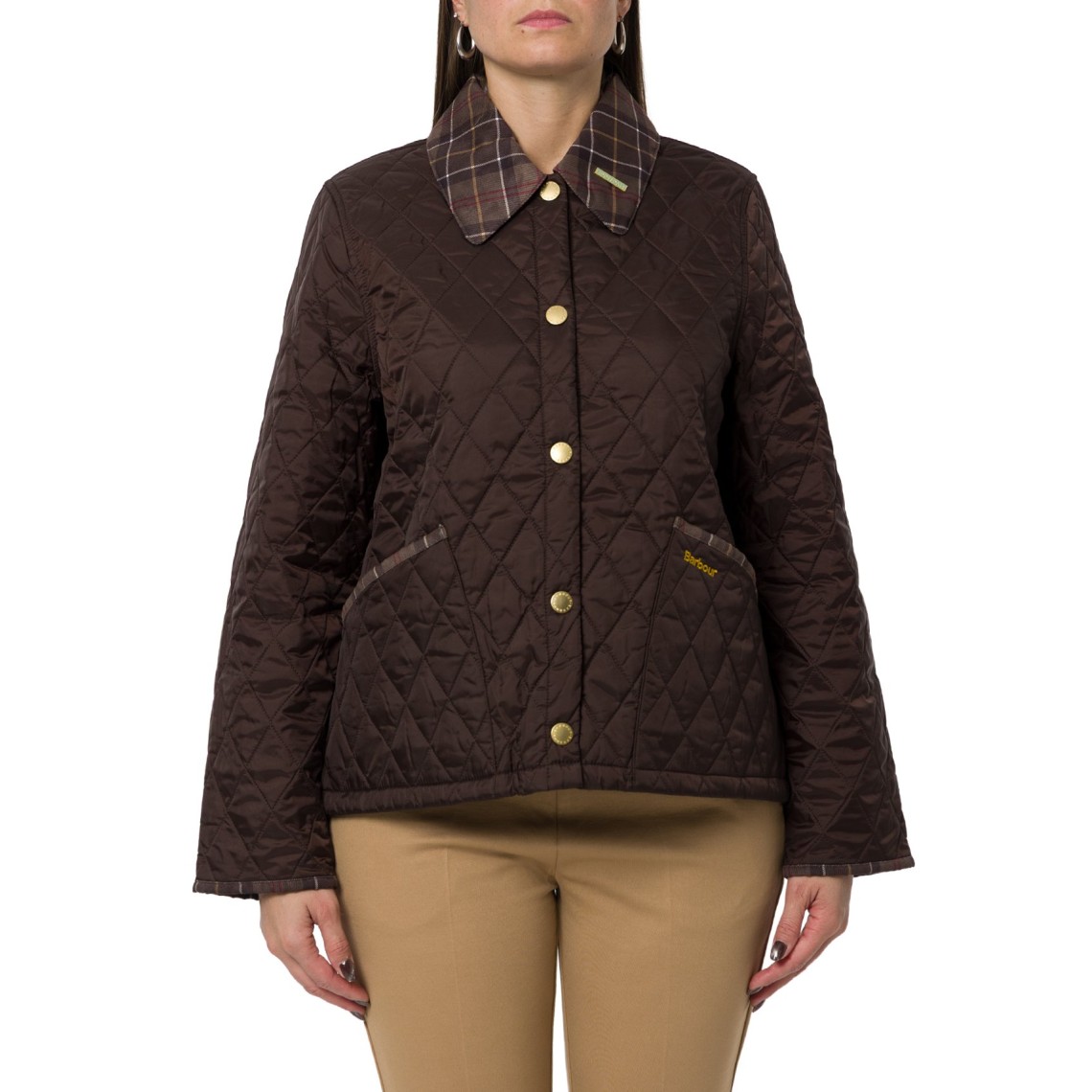 Giacca trapuntata Liddesdale Cropped con colletto in tartan Icons Barbour