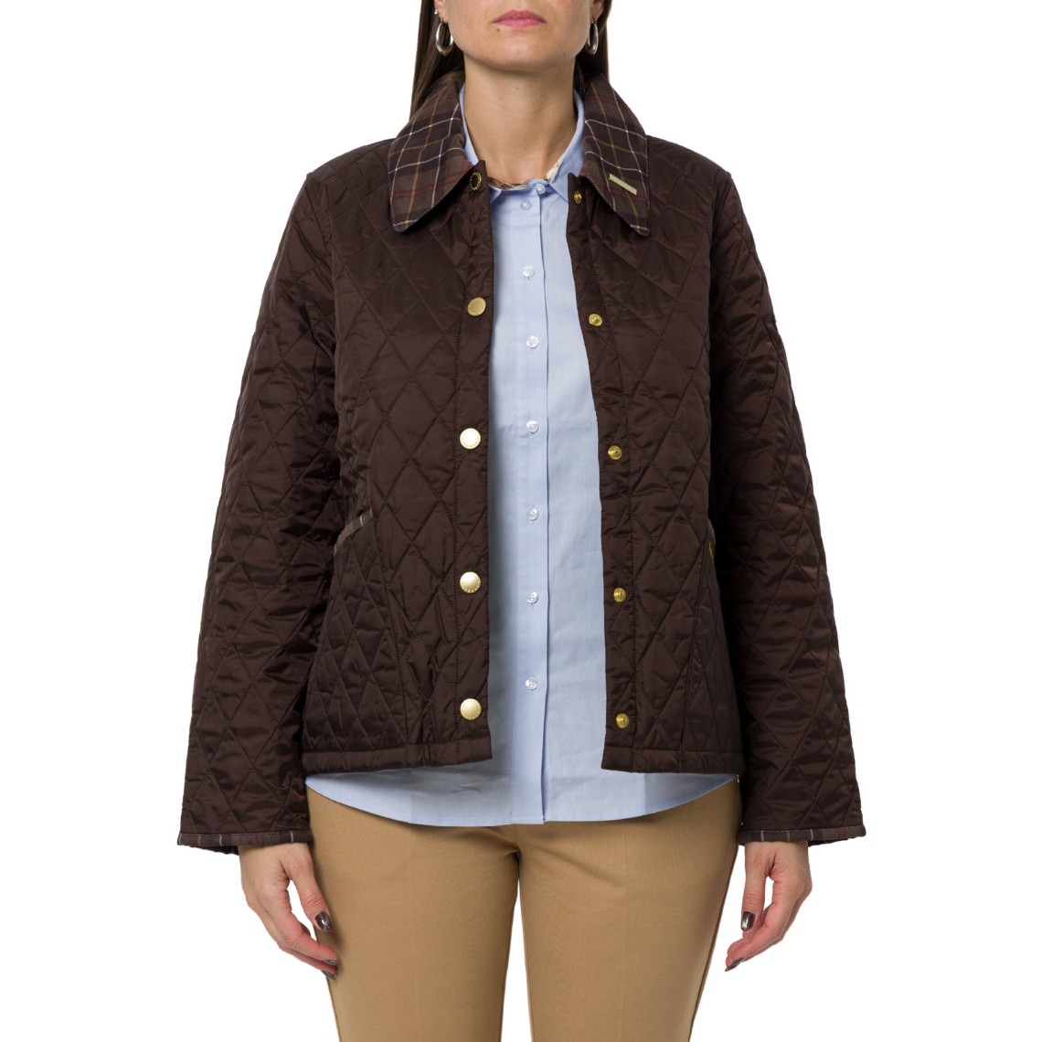 Giacca trapuntata Liddesdale Cropped con colletto in tartan Icons Barbour