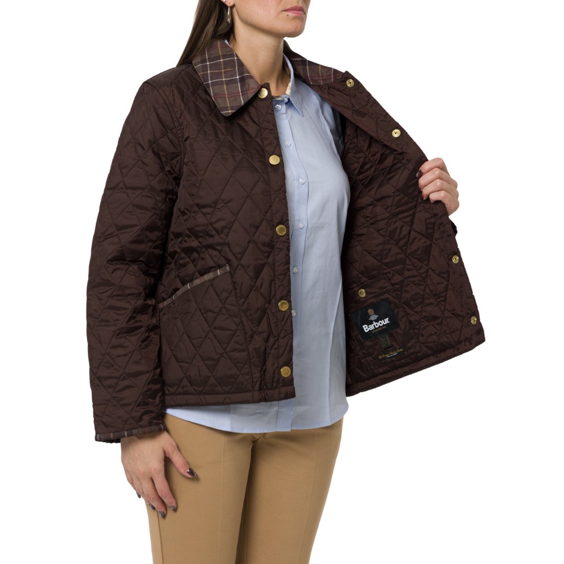 Giacca trapuntata Liddesdale Cropped con colletto in tartan Icons Barbour