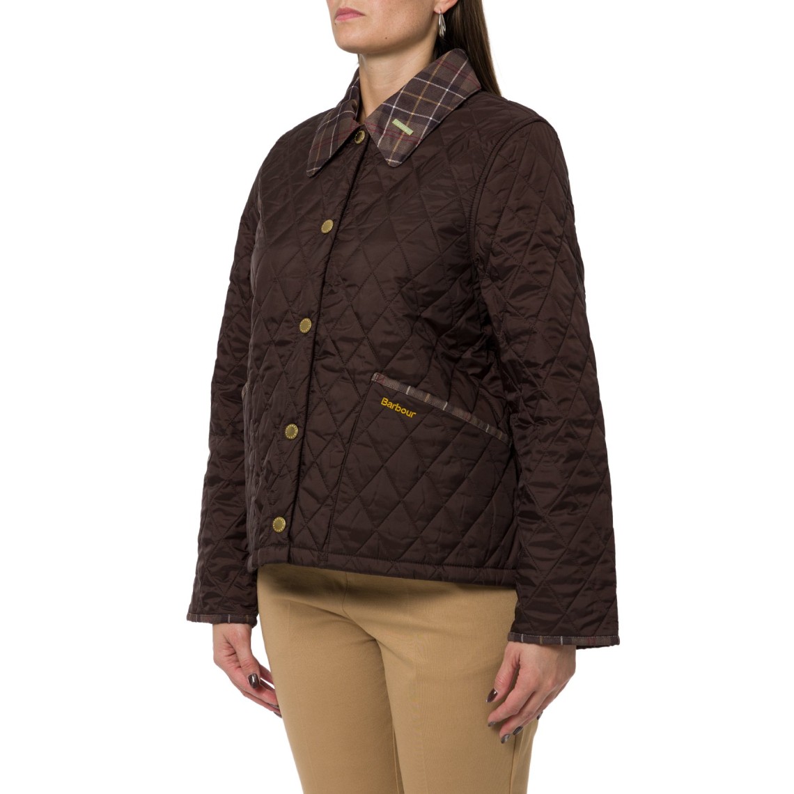 Giacca trapuntata Liddesdale Cropped con colletto in tartan Icons Barbour
