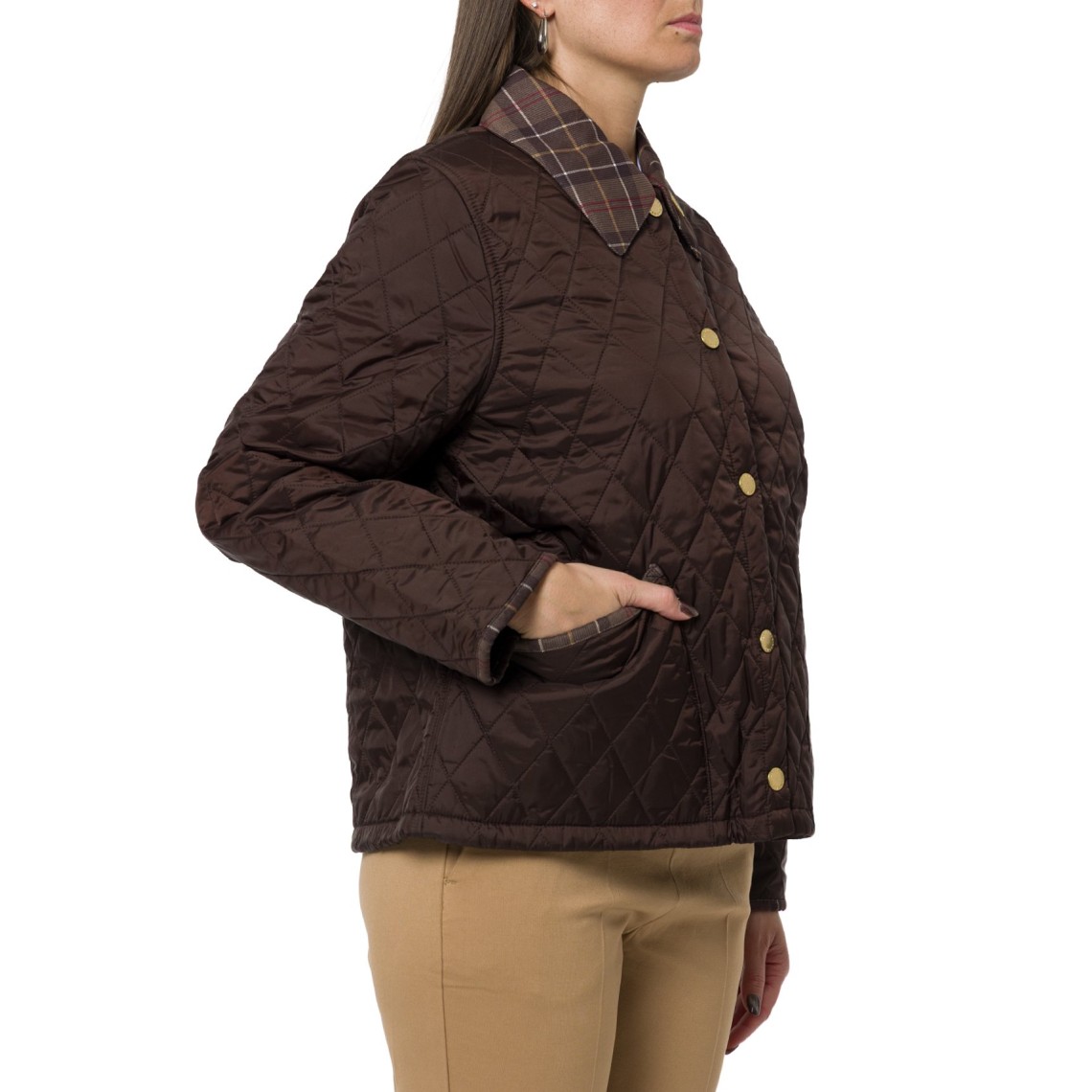 Giacca trapuntata Liddesdale Cropped con colletto in tartan Icons Barbour