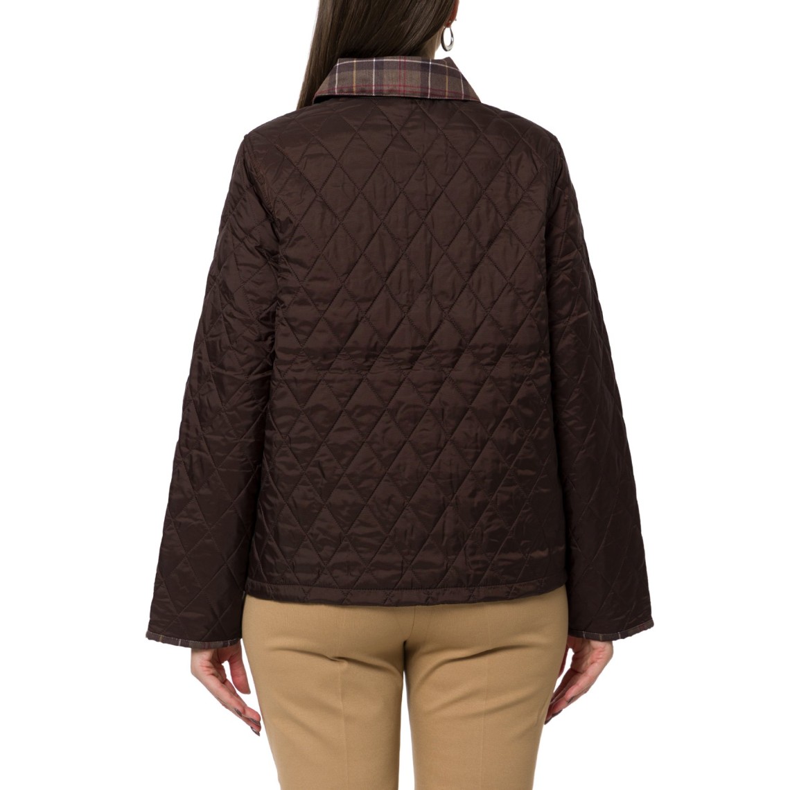 Giacca trapuntata Liddesdale Cropped con colletto in tartan Icons Barbour