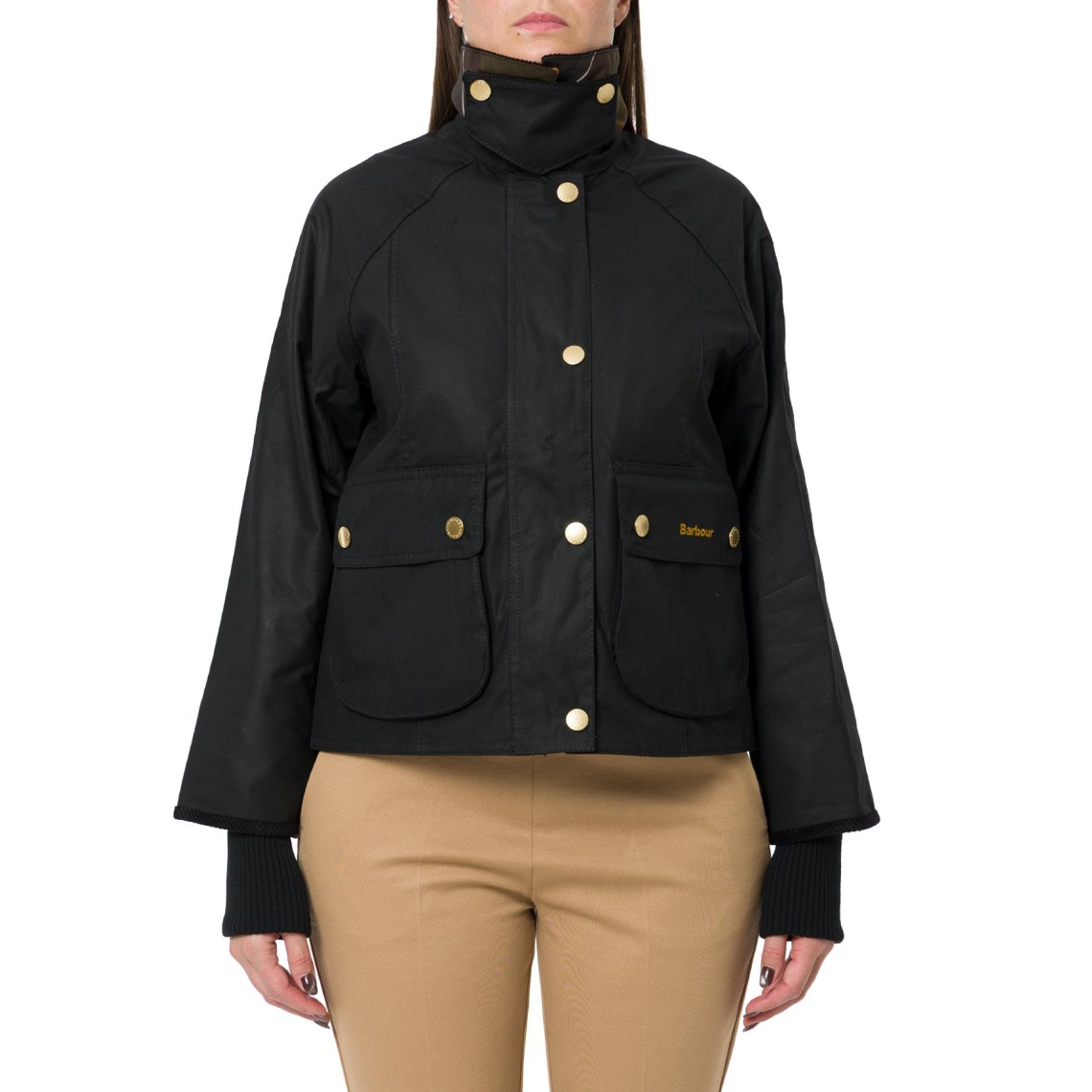 Giacca cerata Beadnell dal taglio crop Barbour