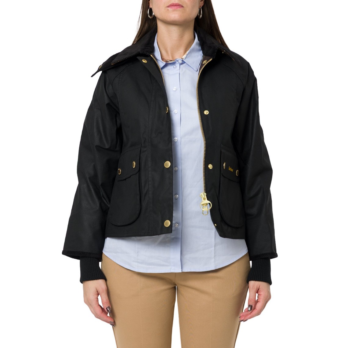 Giacca cerata Beadnell dal taglio crop Barbour