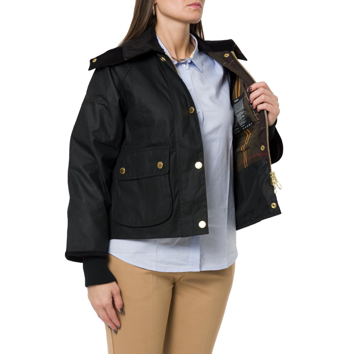 Giacca cerata Beadnell dal taglio crop Barbour