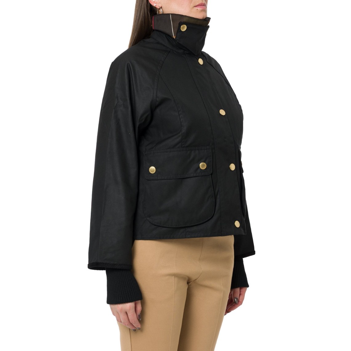 Giacca cerata Beadnell dal taglio crop Barbour
