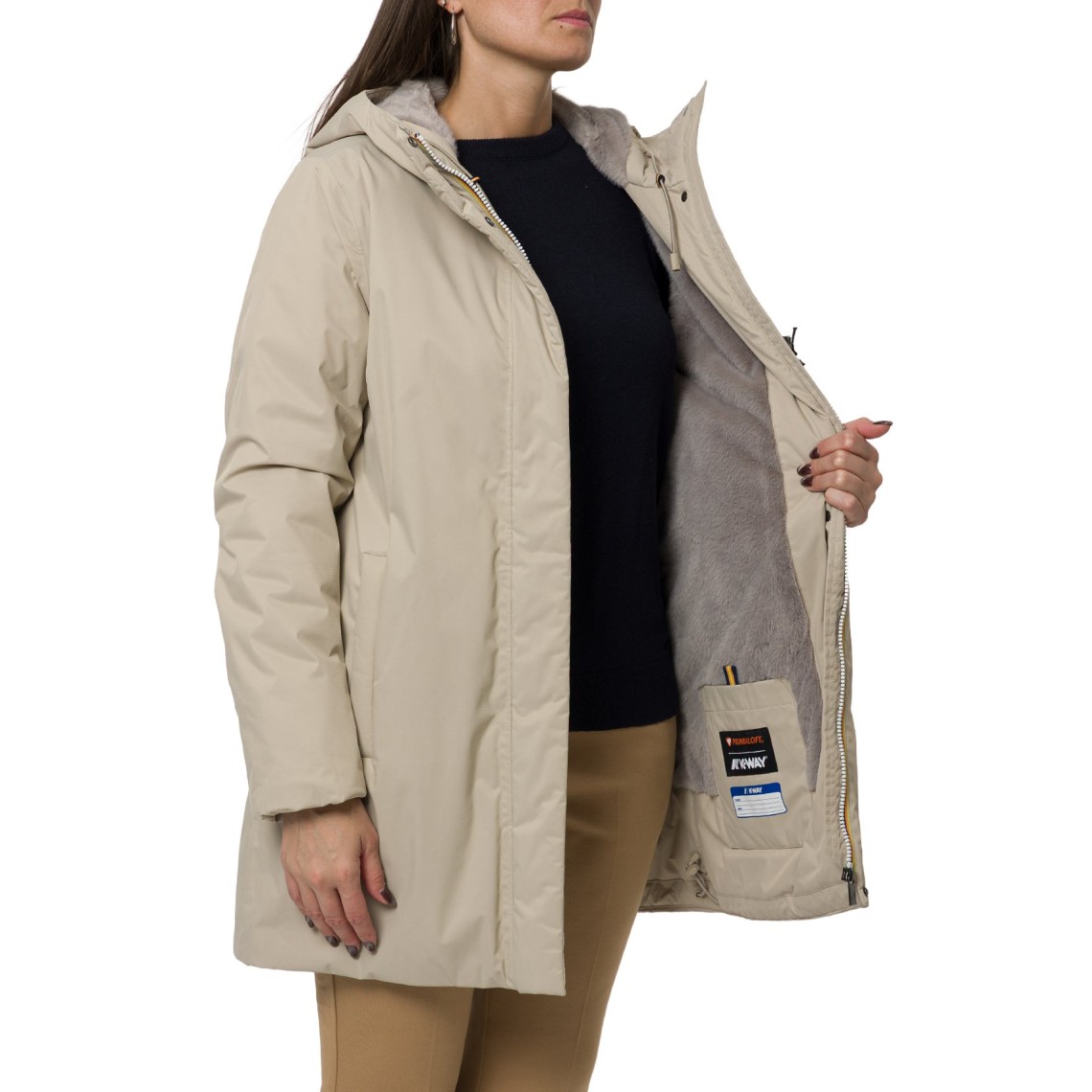 Giacca lunga Sophie Twill Soft Beaver K-Way