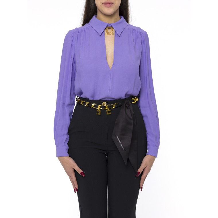 Camicia in georgette di viscosa con accessorio sul collo Elisabetta Franchi