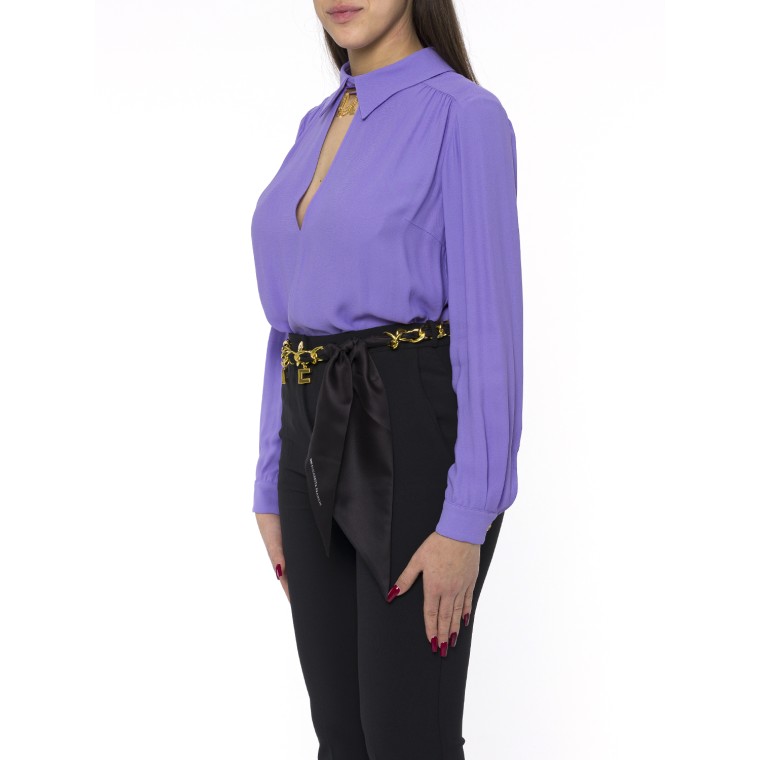 Camicia in georgette di viscosa con accessorio sul collo Elisabetta Franchi