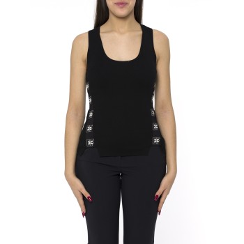 Top in viscosa con bande logate Elisabetta Franchi