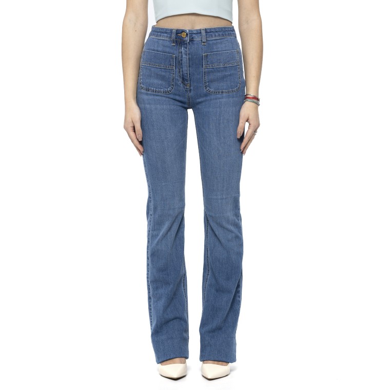 Jeans a zampetta con placche logo Elisabetta Franchi