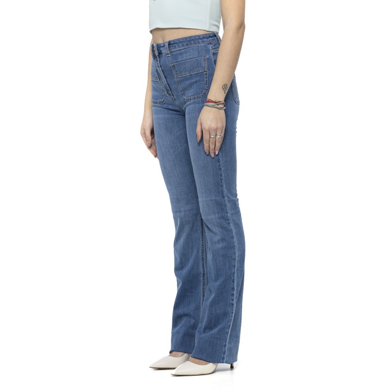 Jeans a zampetta con placche logo Elisabetta Franchi