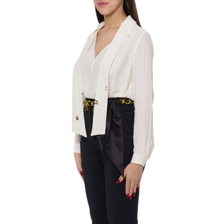 Camicia in georgette di viscosa con foulard lettering Elisabetta Franchi