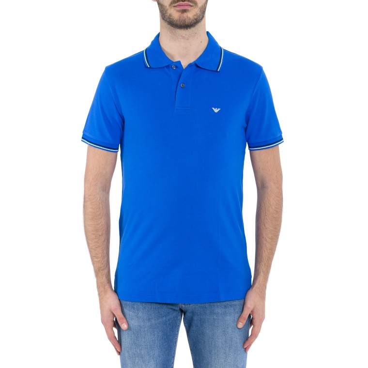 Polo in piquet stretch con micro eagle Emporio Armani