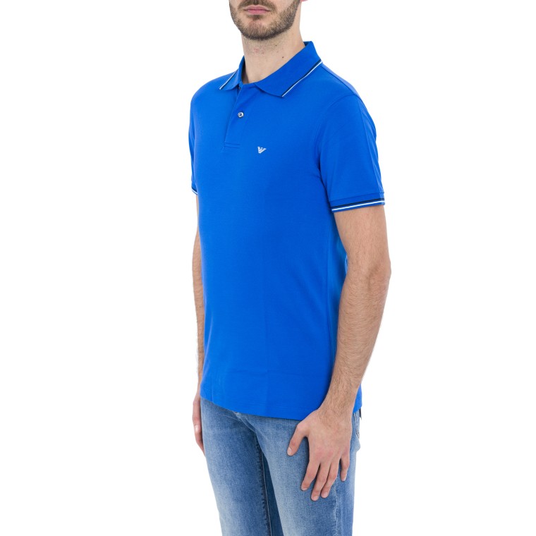 Polo in piquet stretch con micro eagle Emporio Armani