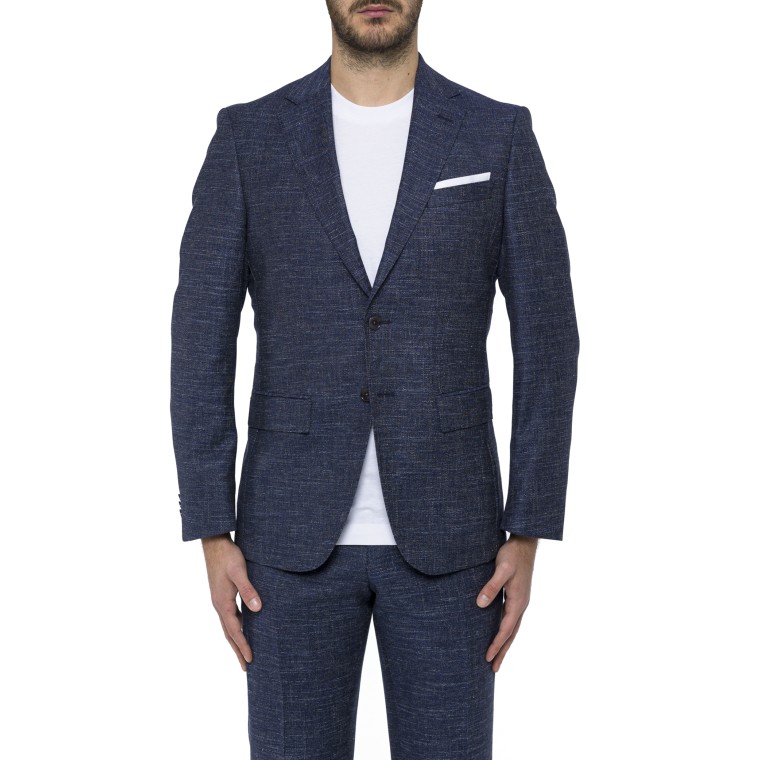 Giacca slim fit in misto lana a motivi