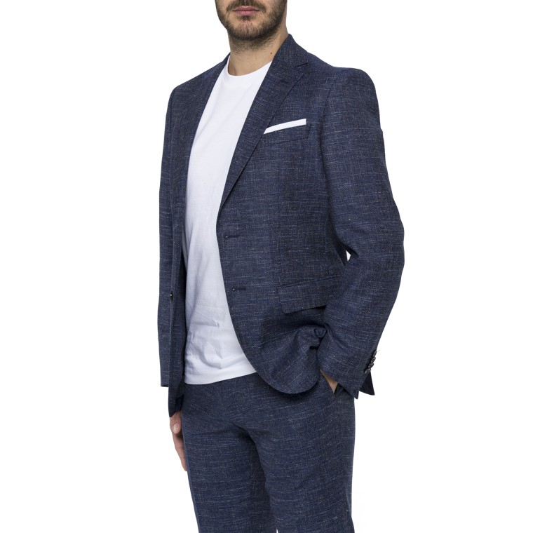 Giacca slim fit in misto lana a motivi