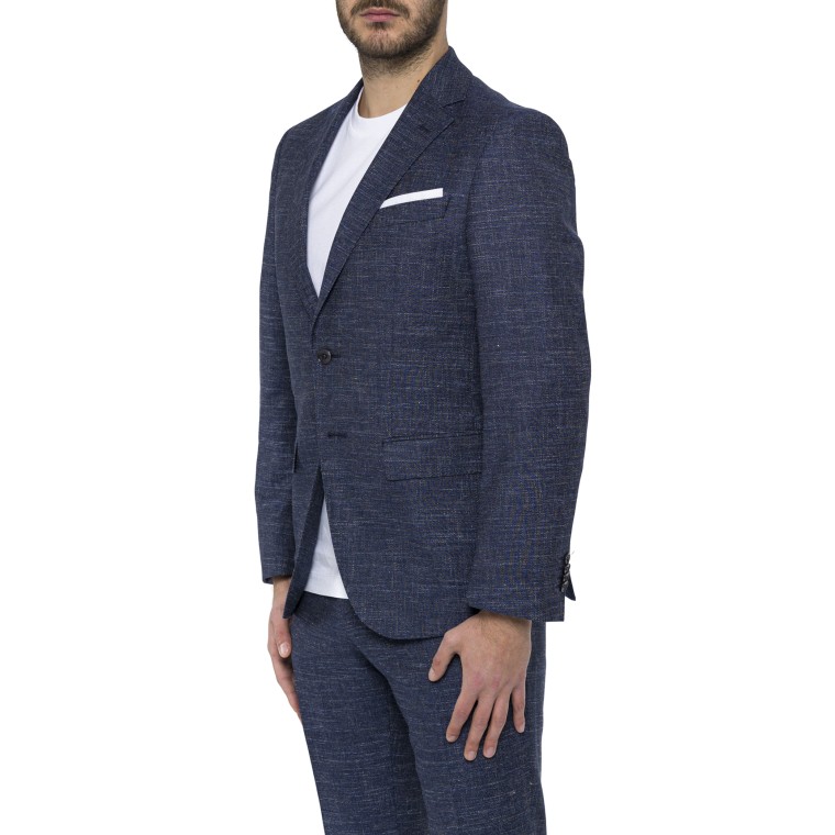 Giacca slim fit in misto lana a motivi