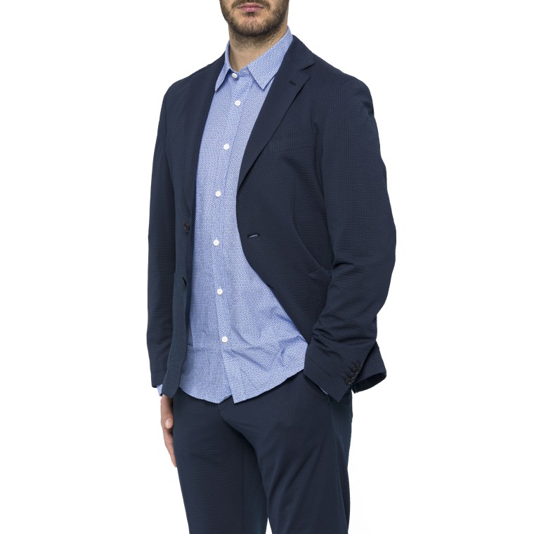 Giacca slim fit Boss in seersucker elasticizzato