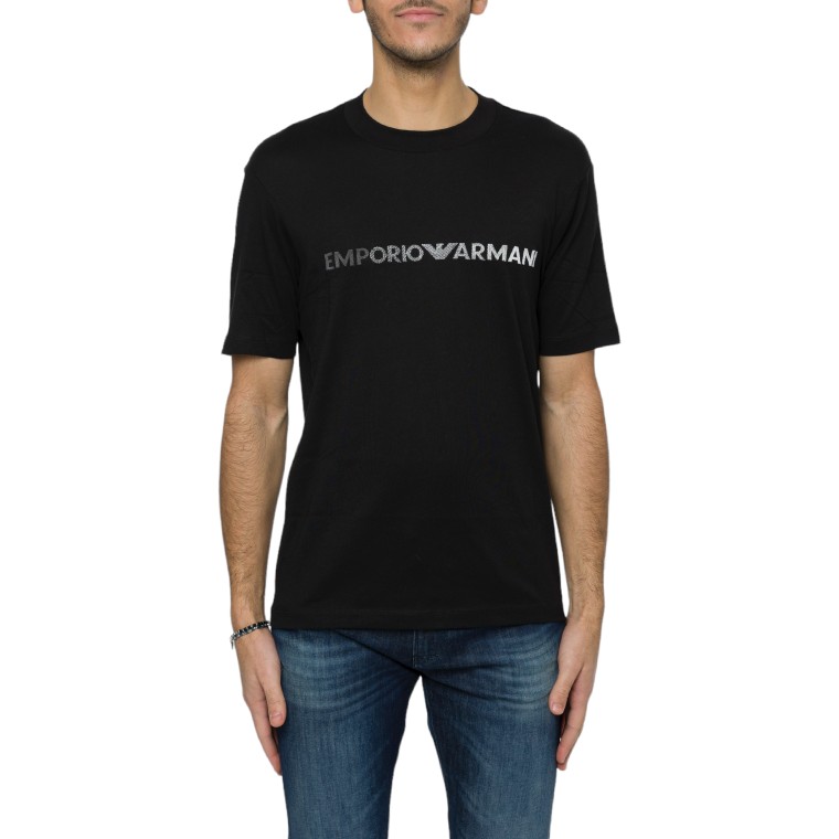 T-shirt in jersey Pima con ricamo logo Emporio Armani