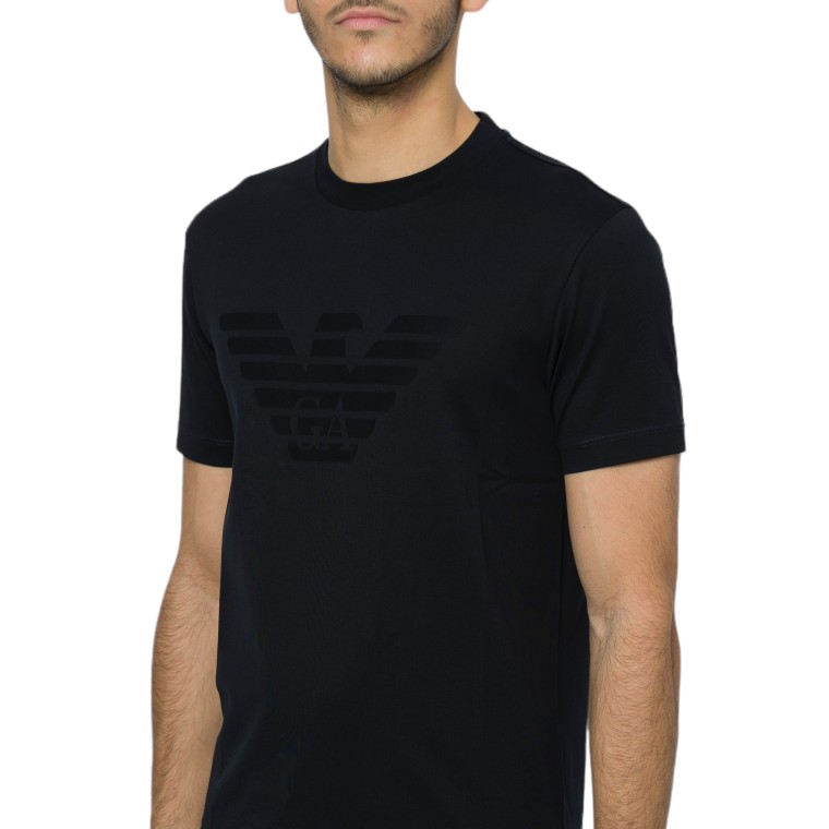 T-shirt in jersey con logo jacquard Emporio Armani
