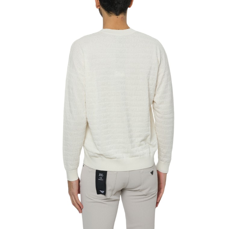 Maglione in cotone jacquard lettering all over Emporio Armani