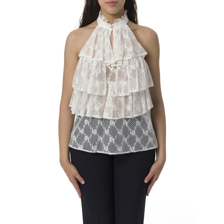 Top in pizzo Liu Jo con balze