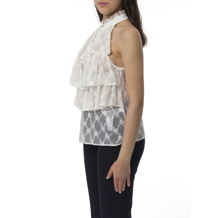 Top in pizzo Liu Jo con balze