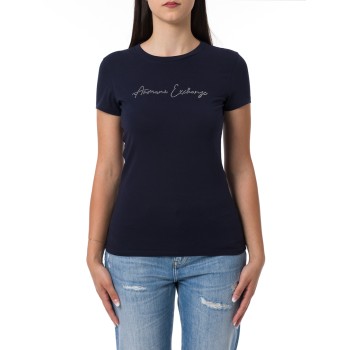 T-shirt slim fit con logo di glitter Armani Exchange
