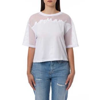 T-shirt cropped in cotone organico Armani Exchange