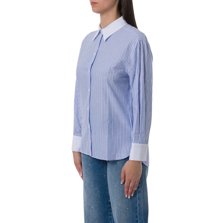 Camicia Marella in cotone bastonetto con strass